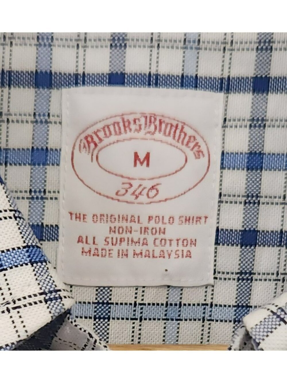 Brooks Brothers Oxford OCBD Button Down Shirt Mens M Blue Gingham Vintage - Picture 5 of 14